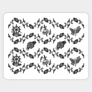 Floral Pattern with skulls moths and roses Sticker